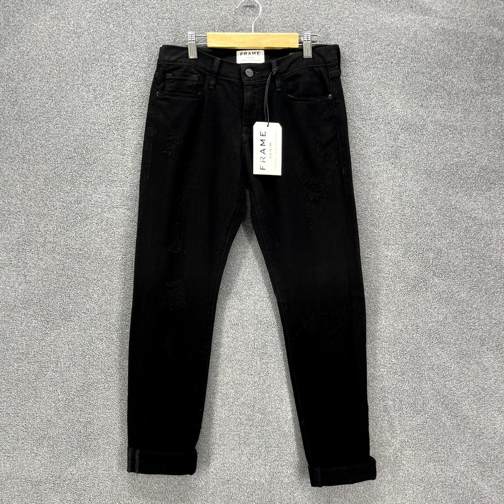 FRAME Denim Jeans Womens size‎ 24 Black Le Garcon distressed